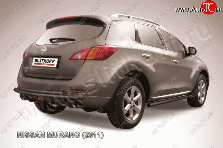 7 999 р. Защита задняя Slitkoff  Nissan Murano  2 Z51 (2010-2016) рестайлинг (Цвет: серебристый)  с доставкой в г. Керчь