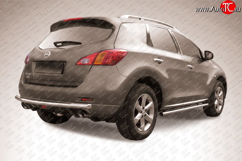 11 499 р. Одинарная защита заднего бампера из трубы диаметром 57 мм Slitkoff  Nissan Murano  2 Z51 (2010-2016) рестайлинг (Нержавейка, Полированная)  с доставкой в г. Керчь