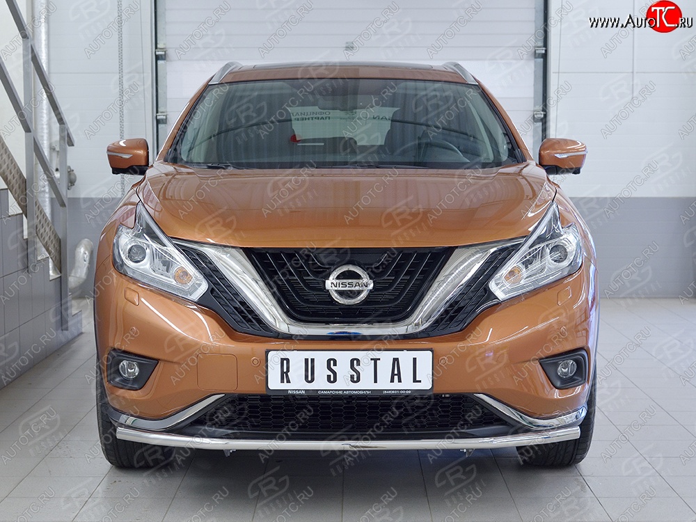 15 249 р. Защита переднего бампера (Ø42 мм, нержавейка) SLITKOFF  Nissan Murano  3 Z52 (2015-2022) дорестайлинг  с доставкой в г. Керчь