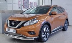 19 999 р. Защита переднего бампера (2 трубыØ63 и 42 мм, нержавейка) SLITKOFF  Nissan Murano  3 Z52 (2015-2022) дорестайлинг  с доставкой в г. Керчь. Увеличить фотографию 2