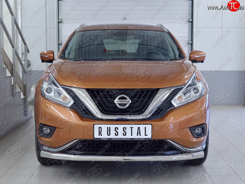 16 849 р. Защита переднего бампера (Ø63 мм, нержавейка) SLITKOFF Nissan Murano 3 Z52 дорестайлинг (2015-2022)  с доставкой в г. Керчь