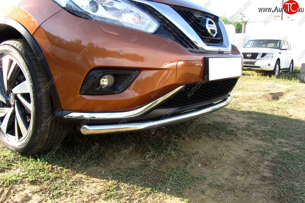 14 449 р. Одинарная защита переднего бампера диаметром 57 мм Slitkoff  Nissan Murano  3 Z52 (2015-2022) дорестайлинг (Нержавейка, Полированная)  с доставкой в г. Керчь