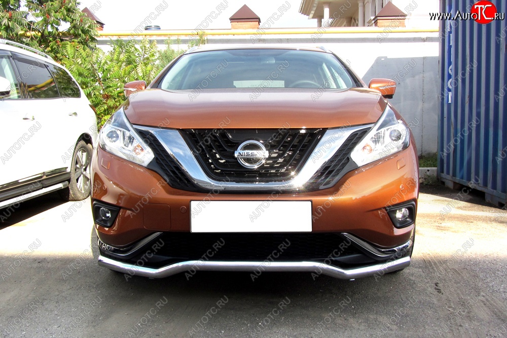 18 399 р. Защита переднего бампера из изогнутой трубы диаметром 57 мм Slitkoff Nissan Murano 3 Z52 дорестайлинг (2015-2022) (Нержавейка, Полированная)  с доставкой в г. Керчь