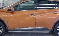 24 649 р. Порожки для ног (Ø42) SLITKOFF  Nissan Murano  3 Z52 (2015-2025) дорестайлинг, рестайлинг (лист - алюминий, профиль - нержавейка)  с доставкой в г. Керчь. Увеличить фотографию 2