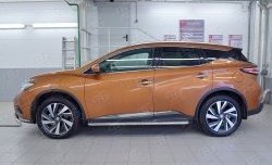 24 649 р. Порожки для ног (Ø42) SLITKOFF  Nissan Murano  3 Z52 (2015-2025) дорестайлинг, рестайлинг (лист - алюминий, профиль - нержавейка)  с доставкой в г. Керчь. Увеличить фотографию 3