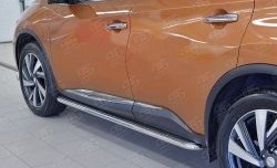 24 649 р. Порожки для ног (Ø42) SLITKOFF  Nissan Murano  3 Z52 (2015-2025) дорестайлинг, рестайлинг (лист - алюминий, профиль - нержавейка)  с доставкой в г. Керчь. Увеличить фотографию 4