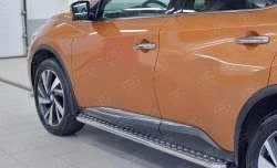 Порожки для ног (Ø42) SLITKOFF Nissan Murano  3 Z52 (2015-2025) дорестайлинг, рестайлинг (лист - алюминий, профиль - нержавейка)