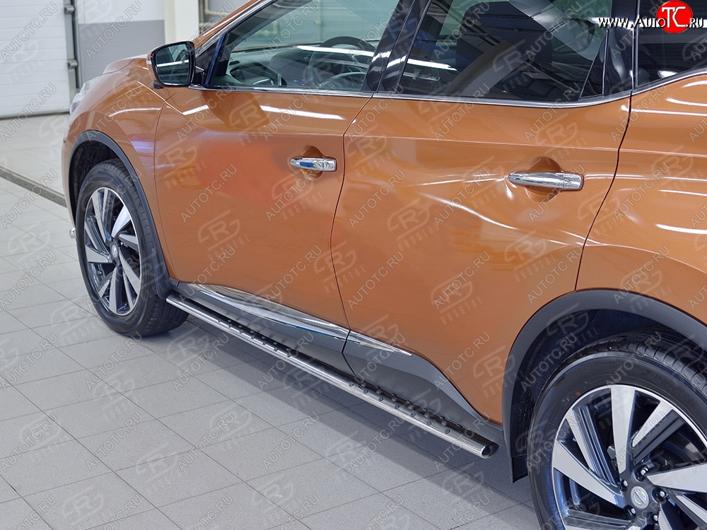 16 649 р. Защита порогов из овальной трубы диаметром 75x42 мм с проступью Russtal Nissan Murano 3 Z52 рестайлинг (2020-2025)  с доставкой в г. Керчь