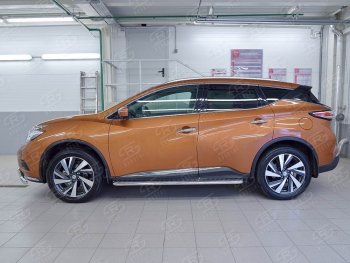 22 999 р. Широкая защита порогов с трубой диаметром 42 мм SLITKOFF v2  Nissan Murano  3 Z52 (2015-2025) дорестайлинг, рестайлинг  с доставкой в г. Керчь. Увеличить фотографию 3