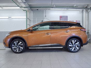 18 799 р. Защита порогов из круглой трубы диаметром 63 мм SLITKOFF v2  Nissan Murano  3 Z52 (2015-2025) дорестайлинг, рестайлинг  с доставкой в г. Керчь. Увеличить фотографию 2