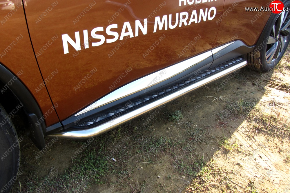 17 999 р. Широкая защита порогов с трубой диаметром d57 Slitkoff Nissan Murano 3 Z52 рестайлинг (2020-2025)  с доставкой в г. Керчь