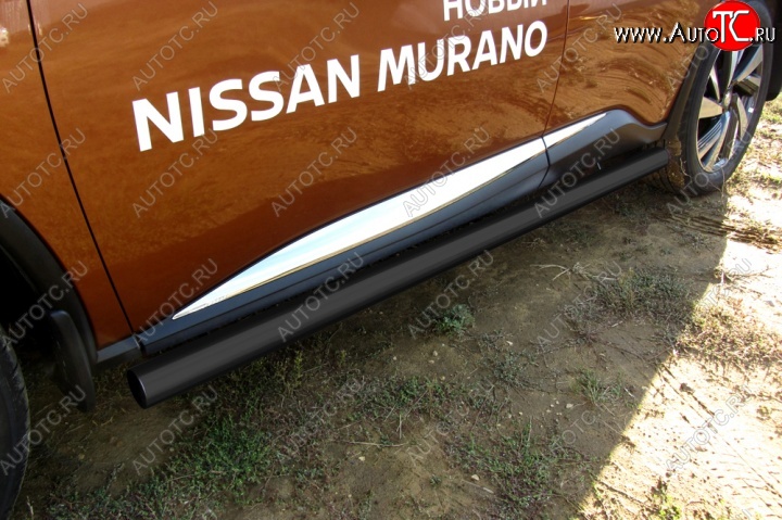 11 949 р. Защита порогов Slitkoff  Nissan Murano  3 Z52 (2015-2025) дорестайлинг, рестайлинг (Цвет: серебристый)  с доставкой в г. Керчь