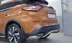 15 249 р. Защита заднего бампера (Ø42 мм волна под машину, нержавейка) SLITKOFF  Nissan Murano  3 Z52 (2015-2022) дорестайлинг  с доставкой в г. Керчь. Увеличить фотографию 4
