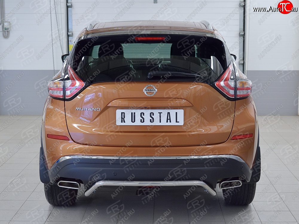 15 249 р. Защита заднего бампера (Ø42 мм волна под машину, нержавейка) SLITKOFF  Nissan Murano  3 Z52 (2015-2022) дорестайлинг  с доставкой в г. Керчь