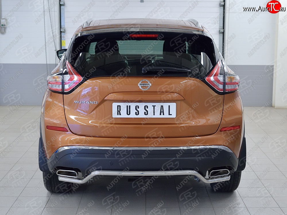 15 949 р. Защита заднего бампера (Ø42 мм волна, нержавейка) SLITKOFF Nissan Murano 3 Z52 дорестайлинг (2015-2022)  с доставкой в г. Керчь