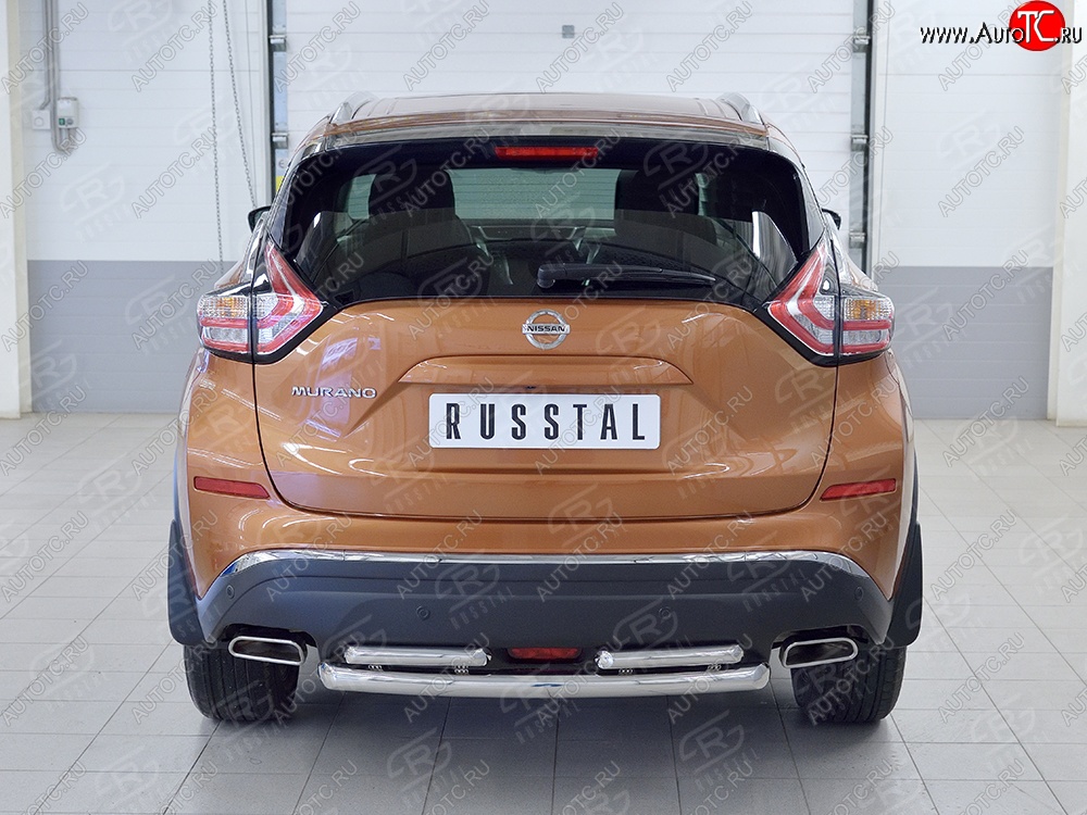16 699 р. Защита заднего бампера (2 трубы Ø63 и 42 мм, нержавейка) SLITKOFF  Nissan Murano  3 Z52 (2015-2022) дорестайлинг  с доставкой в г. Керчь