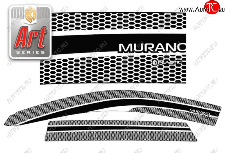 2 299 р. Дефлектора окон CA-Plastic  Nissan Murano  1 Z50 (2002-2009) (Серия Art черная, Без хром.молдинга)  с доставкой в г. Керчь