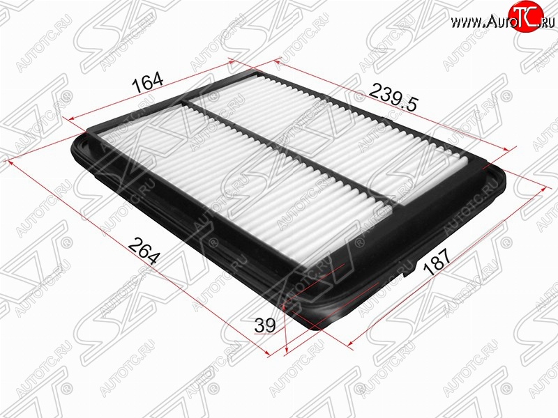 283 р. Фильтр воздушный двигателя SAT (264х187х39 mm)  Nissan Navara  2 D40 (2004-2016) дорестайлинг, рестайлинг  с доставкой в г. Керчь