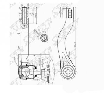 Левый наконечник рулевой тяги SAT Nissan Navara  2 D40 (2004-2010) дорестайлинг