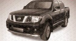 Двойная защита переднего бампера из двух труб диаметром 76 и 57 мм Slitkoff Nissan Navara  2 D40 (2004-2010) дорестайлинг