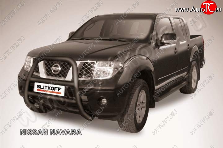 27 449 р. Кенгурятник d76 высокий  Nissan Navara  2 D40 (2004-2010) дорестайлинг (Цвет: серебристый)  с доставкой в г. Керчь