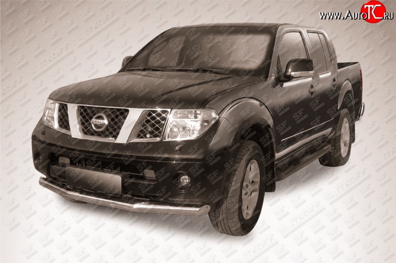 13 499 р. Одинарная защита переднего бампера из трубы диаметром 76 мм Slitkoff Nissan Navara 2 D40 дорестайлинг (2004-2010) (Нержавейка, Полированная)  с доставкой в г. Керчь