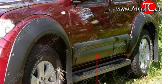 23 399 р. Расширители арок с широкими молдингами дверей RA (комплект)  Nissan Pathfinder  R51 (2004-2007) дорестайлинг (Поверхность глянец (под окраску), Неокрашенные)  с доставкой в г. Керчь