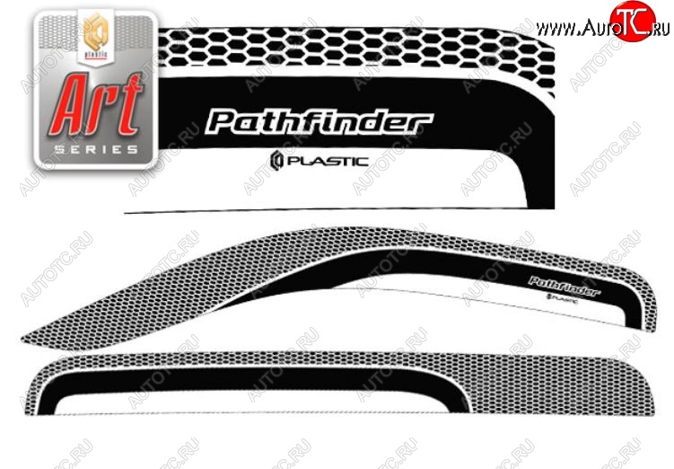 2 299 р. Дефлектора окон CA-Plastic  Nissan Pathfinder  R51 (2004-2007) дорестайлинг (Серия Art белая, Без хром.молдинга)  с доставкой в г. Керчь