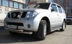 Двойная защита переднего бампера d76 и 63 мм Металл Дизайн Nissan Pathfinder  R51 (2004-2007) дорестайлинг (полированная нержавейка)