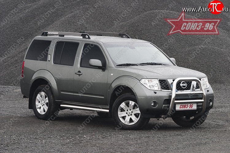 19 169 р. Защита переднего бампера Souz-96 (d76) Nissan Pathfinder R51 дорестайлинг (2004-2007)  с доставкой в г. Керчь