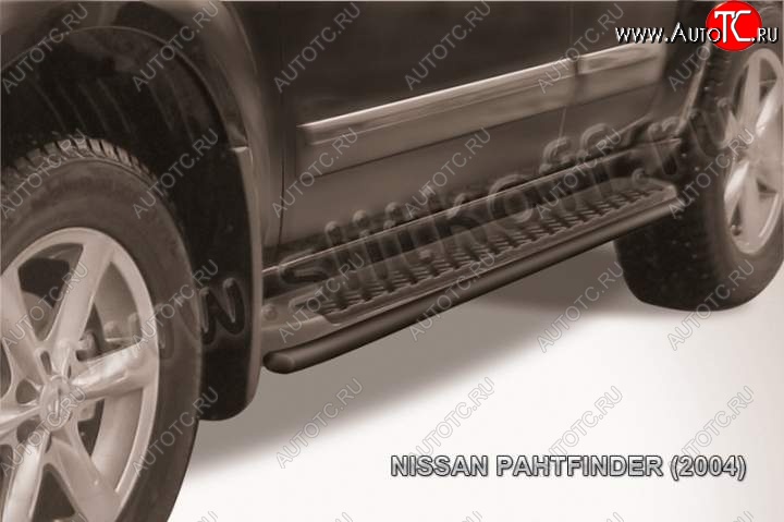 7 649 р. Защита штатного порога d42 Slitkoff Nissan Pathfinder R51 дорестайлинг (2004-2007) (Цвет: серебристый)  с доставкой в г. Керчь