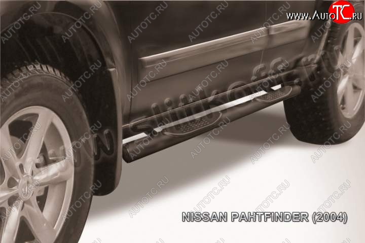 12 399 р. Защита порогов Slitkoff Nissan Pathfinder R51 дорестайлинг (2004-2007) (Цвет: серебристый)  с доставкой в г. Керчь
