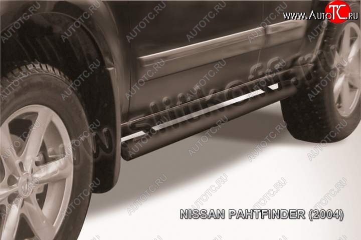 10 599 р. Защита порогов Slitkoff Nissan Pathfinder R51 дорестайлинг (2004-2007) (Цвет: серебристый)  с доставкой в г. Керчь