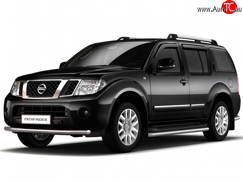 4 199 р. Защита порогов из трубы Ø51 Petroil Tuning Nissan Pathfinder R51 дорестайлинг (2004-2007) (Нержавеющая полированная сталь)  с доставкой в г. Керчь