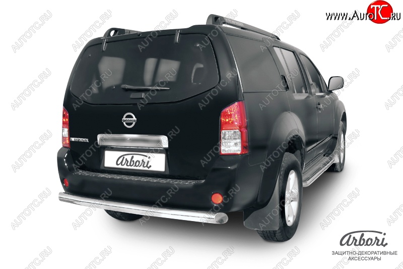13 319 р. Защита заднего бампера Arbori (нержавейка, 1 труба d76 mm). Nissan Pathfinder R51 дорестайлинг (2004-2007)  с доставкой в г. Керчь