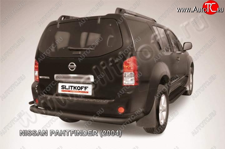 11 299 р. Защита задняя Slitkoff  Nissan Pathfinder  R51 (2004-2007) дорестайлинг (Цвет: серебристый)  с доставкой в г. Керчь