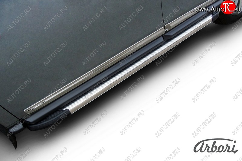 11 789 р. Порожки для ног Arbori Luxe Silver Nissan Pathfinder R52 дорестайлинг (2012-2017)  с доставкой в г. Керчь