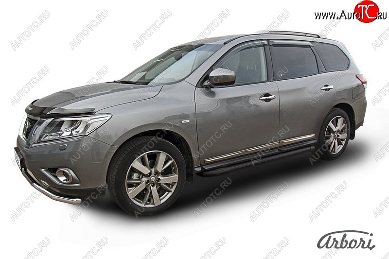 11 609 р. Порожки для ног Arbori Optima Black Nissan Pathfinder R52 дорестайлинг (2012-2017)  с доставкой в г. Керчь