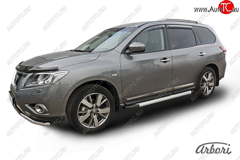 10 979 р. Порожки для ног Arbori Optima Silver Nissan Pathfinder R52 дорестайлинг (2012-2017)  с доставкой в г. Керчь
