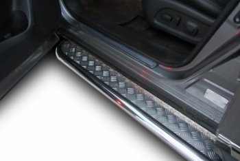 14 579 р. Защита штатных порогов с листом Arbori (нержавейка, алюминий, d57) Nissan Pathfinder R52 дорестайлинг (2012-2017)  с доставкой в г. Керчь. Увеличить фотографию 2