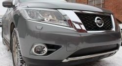1 469 р. Нижняя сетка на бампер Russtal (черная) Nissan Pathfinder R52 дорестайлинг (2012-2017)  с доставкой в г. Керчь. Увеличить фотографию 2
