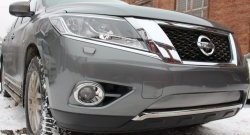 1 539 р. Нижняя сетка на бампер Russtal (хром) Nissan Pathfinder R52 дорестайлинг (2012-2017)  с доставкой в г. Керчь. Увеличить фотографию 2
