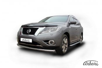 14 363 р. Защита переднего бампера Arbori (нержавейка, 1 труба d76 mm). Nissan Pathfinder R52 дорестайлинг (2012-2017)  с доставкой в г. Керчь. Увеличить фотографию 2