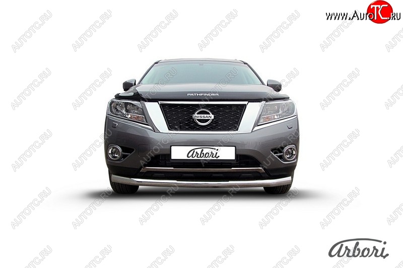14 363 р. Защита переднего бампера Arbori (нержавейка, 1 труба d76 mm). Nissan Pathfinder R52 дорестайлинг (2012-2017)  с доставкой в г. Керчь