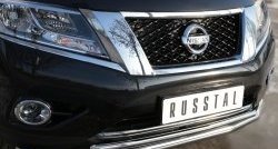 14 499 р. Защита переднего бампера (2 трубыØ63 и 42 мм, нержавейка) SLITKOFF  Nissan Pathfinder  R52 (2012-2017) дорестайлинг  с доставкой в г. Керчь. Увеличить фотографию 3