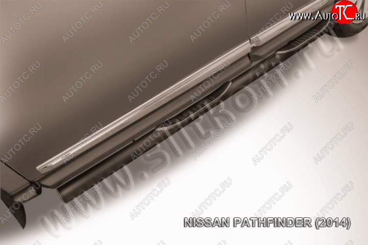 12 399 р. Защита порогов Slitkoff  Nissan Pathfinder  R52 (2012-2017) дорестайлинг (Цвет: серебристый)  с доставкой в г. Керчь