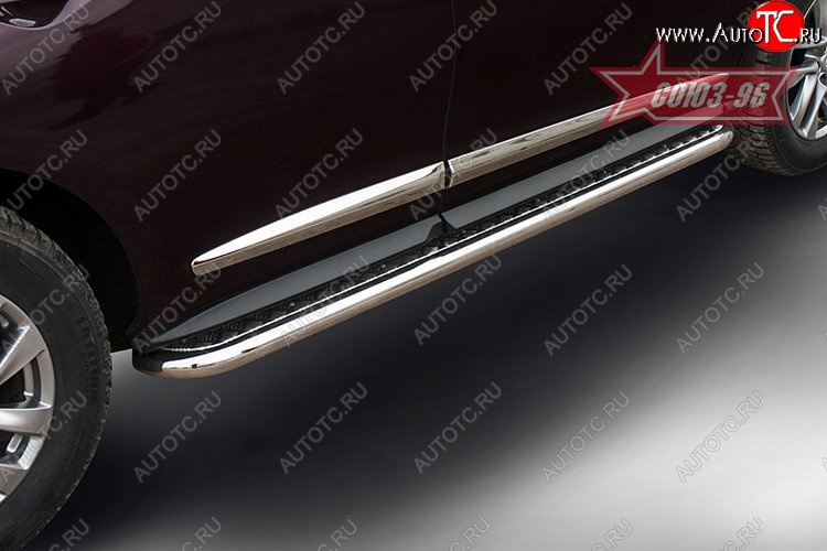 17 144 р. Защита порогов с листом Souz-96 (d60). Nissan Pathfinder R52 дорестайлинг (2012-2017)  с доставкой в г. Керчь