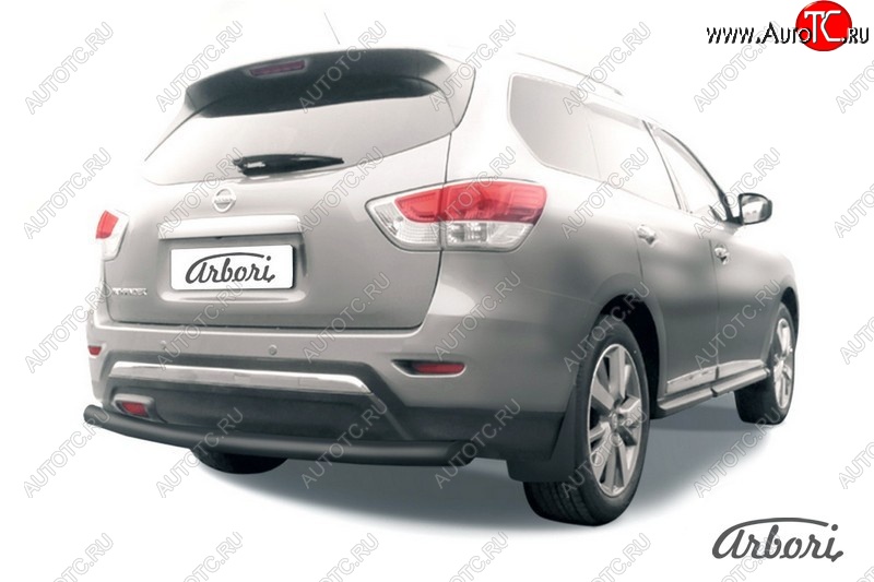 7 559 р. Защита заднего бампера Arbori (черная, 1 труба d76 mm). Nissan Pathfinder R52 дорестайлинг (2012-2017)  с доставкой в г. Керчь