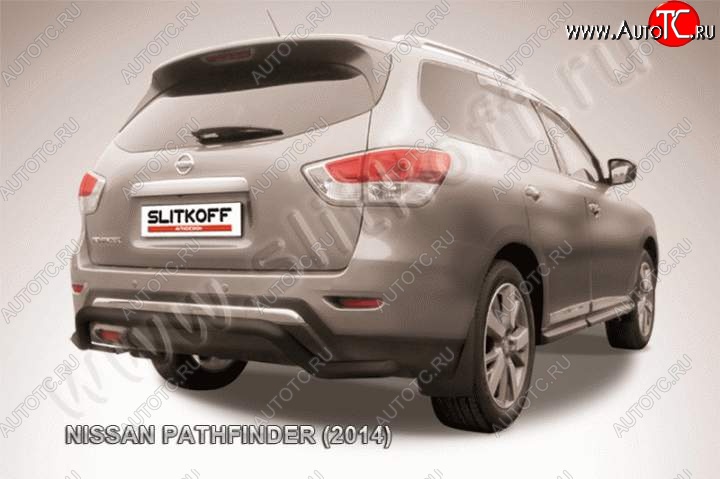 9 999 р. Защита задняя Slitkoff Nissan Pathfinder R52 дорестайлинг (2012-2017) (Цвет: серебристый)  с доставкой в г. Керчь
