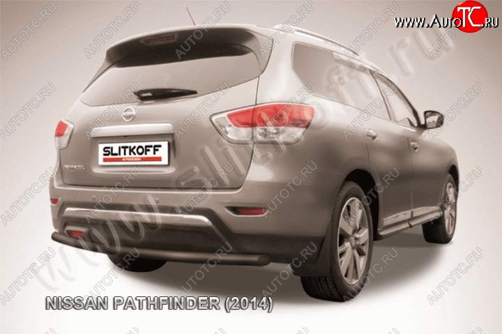 8 999 р. Защита задняя Slitkoff Nissan Pathfinder R52 дорестайлинг (2012-2017) (Цвет: серебристый)  с доставкой в г. Керчь